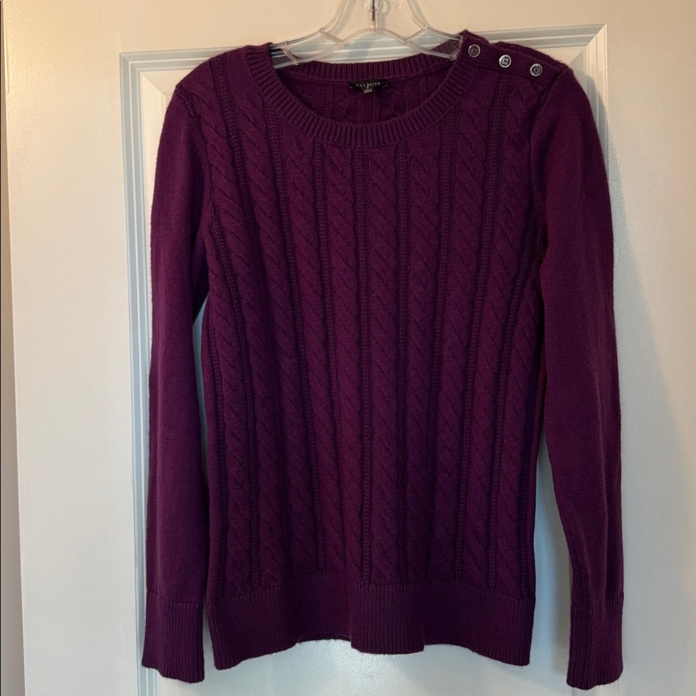 Talbots crewneck cable knit sweater - Small - Magenta